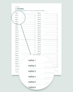 Tasarruf Challenge'ı — işaretlemeli PDF defter ve hesabı yapan tablo, kendi para biriminizde (Excel, Google Sheets ve LibreOffice ile uyumlu)