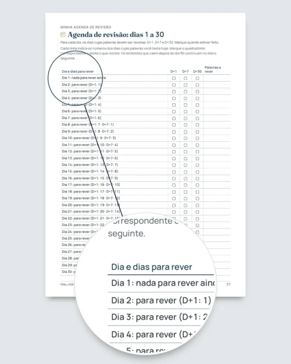 Meu diário de idioma — 90 dias de estudo e vocabulário, para qualquer idioma (PDF para imprimir)