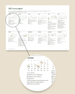 Calendrier marketing 2027 — dates par pays et idées de publication, PDF + tableur + agenda