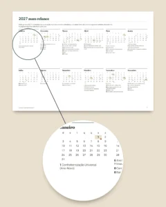 Calendário de marketing 2027 — datas comemorativas do Brasil e ideias de posts, PDF + planilha + agenda