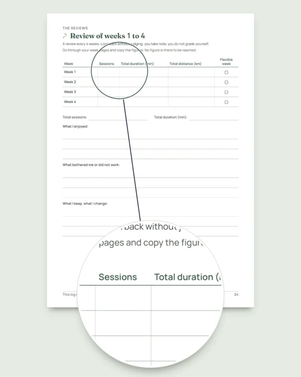 My Session Log — 12-week journal for walking, running and gym sessions, printable PDF