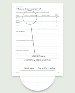 Mi cuaderno de sesiones — diario de entrenamiento de 12 semanas (caminata, carrera, gimnasio), PDF para imprimir