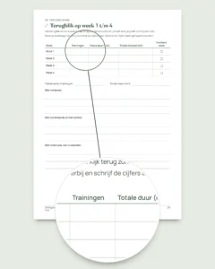 Mijn trainingslogboek — trainingsdagboek voor 12 weken (wandelen, hardlopen, sportschool), pdf om uit te printen