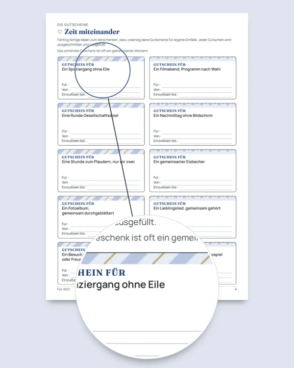Für dich – Muttertag und Vatertag: 50 Gutscheine zum Verschenken, Faltkarten und Lesezeichen (PDF A4 und Letter)