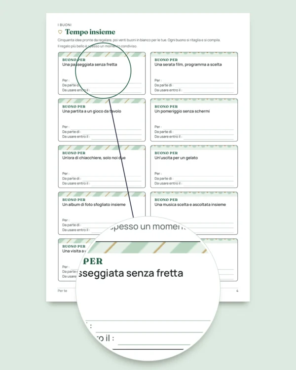 Per te — festa della mamma e festa del papà: 50 buoni da regalare, biglietti da piegare e segnalibri (PDF A4 e Letter)