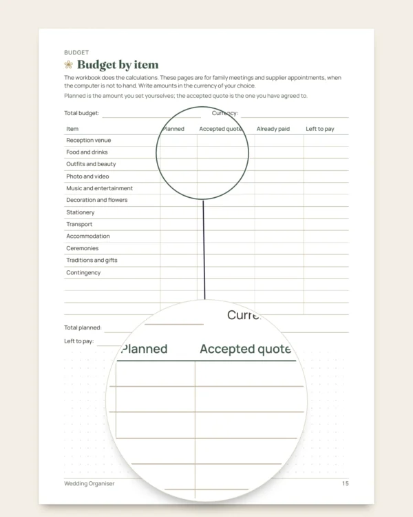 Wedding Organiser — printable PDF planner and budget spreadsheet, whatever your tradition
