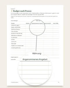 Hochzeitsplaner — PDF zum Ausdrucken und Budget-Tabelle, für jede Tradition