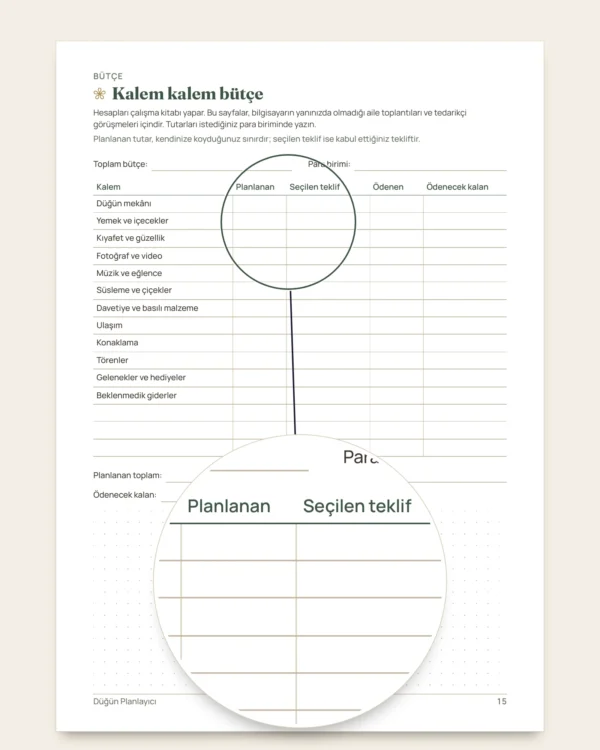 Düğün Planlayıcı — yazdırılabilir PDF defter ve hesap tablosu (Excel, Google Sheets ve LibreOffice ile uyumlu), geleneğiniz ne olursa olsun