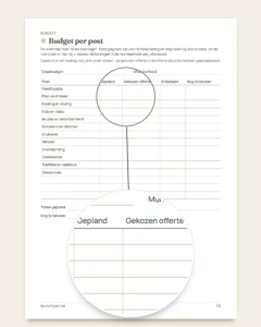 Bruiloftplanner — PDF om te printen en budgetwerkmap, voor elke traditie