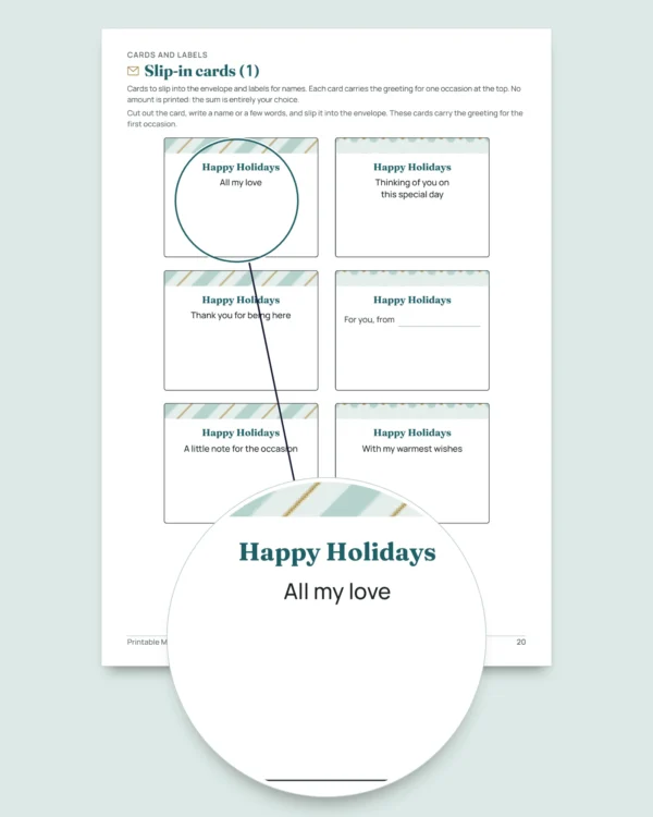Printable Money Gift Envelopes — 4 no-glue fold templates with slip-in cards and name labels (PDF, A4 and US Letter)