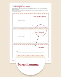 Para ti: Día de la Madre y Día del Padre, 50 vales para regalar, tarjetas para doblar y marcapáginas (PDF A4 y Letter)