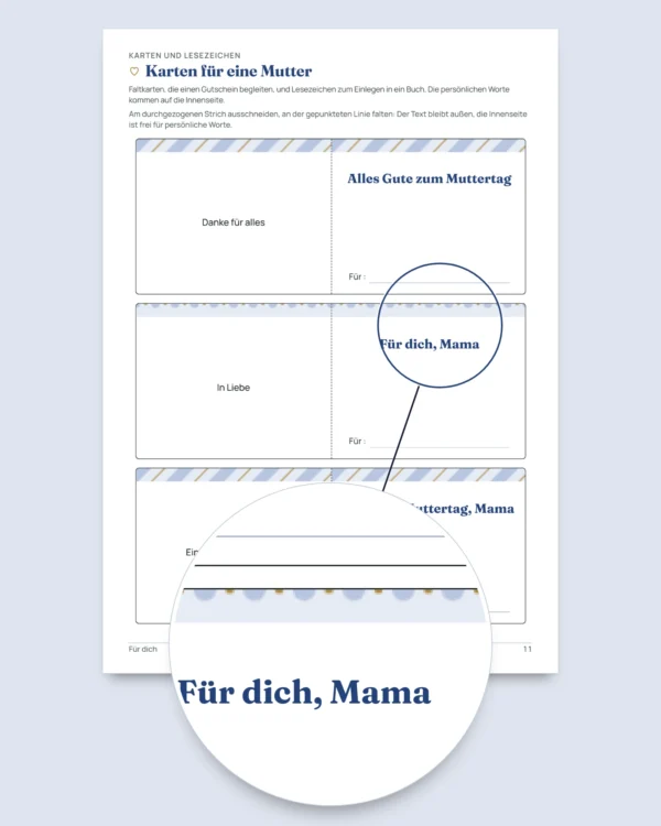 Für dich – Muttertag und Vatertag: 50 Gutscheine zum Verschenken, Faltkarten und Lesezeichen (PDF A4 und Letter)