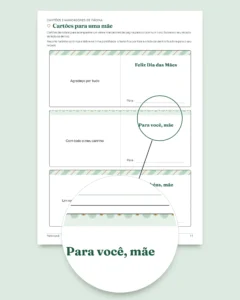 Para você — Dia das Mães e Dia dos Pais: 50 vales para presentear, cartões de dobrar e marcadores de página (PDF A4 e Letter)