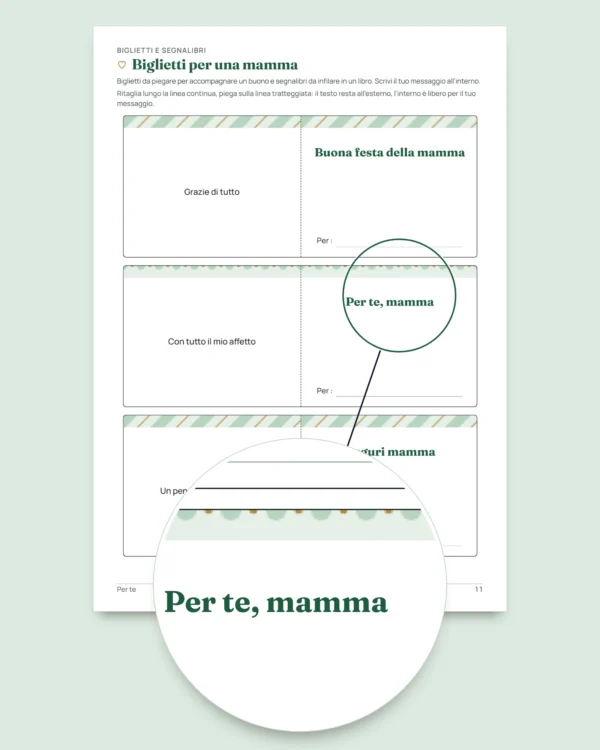 Per te — festa della mamma e festa del papà: 50 buoni da regalare, biglietti da piegare e segnalibri (PDF A4 e Letter)