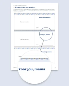 Voor jou: Moederdag en Vaderdag, 50 bonnen om cadeau te geven, vouwkaarten en boekenleggers (PDF A4 en Letter)