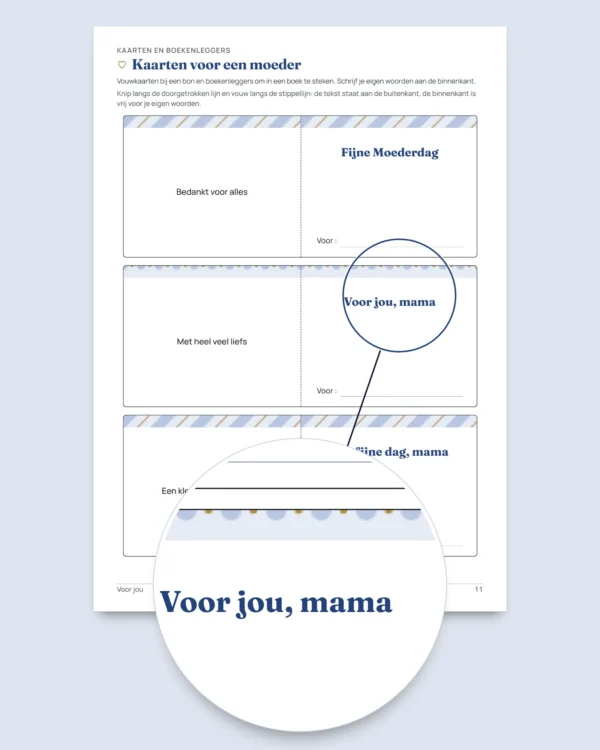 Voor jou: Moederdag en Vaderdag, 50 bonnen om cadeau te geven, vouwkaarten en boekenleggers (PDF A4 en Letter)