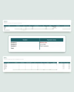 Private Lessons Tracker — workbook for students, lessons and payments + printable PDF notebook (Excel, Google Sheets and LibreOffice)