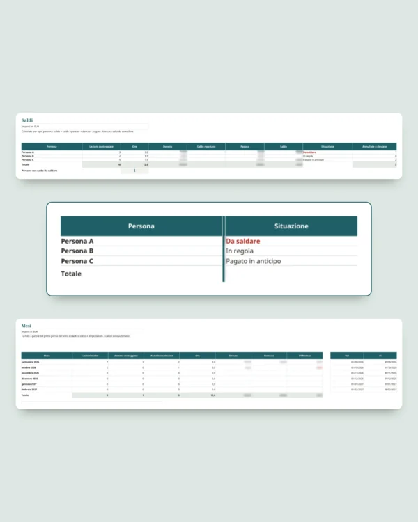 Lezioni private e ripetizioni — cartella di lavoro per lezioni, pagamenti e progressi + quaderno PDF da stampare (Excel, Google Sheets e LibreOffice)