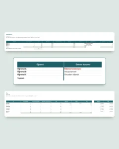 Özel ders takip tablosu — öğrenciler, dersler ve ödemeler için tablo + yazdırılabilir PDF defter (Excel, Google Sheets ve LibreOffice)