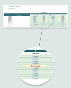 Círculo de ahorro — el registro de tu tanda entre personas de confianza: hoja de cálculo y libreta PDF (compatible con Excel, Google Sheets y LibreOffice)