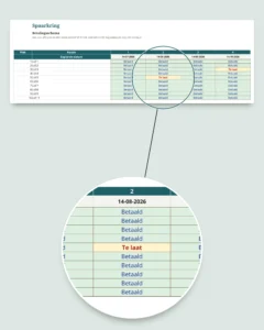 Spaarkring (kasmoni, tontine) — het register van je kring onder vertrouwde mensen: spreadsheet en PDF-boekje (compatibel met Excel, Google Sheets en LibreOffice)