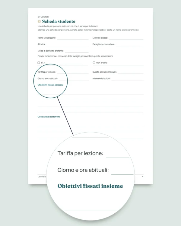 Lezioni private e ripetizioni — cartella di lavoro per lezioni, pagamenti e progressi + quaderno PDF da stampare (Excel, Google Sheets e LibreOffice)