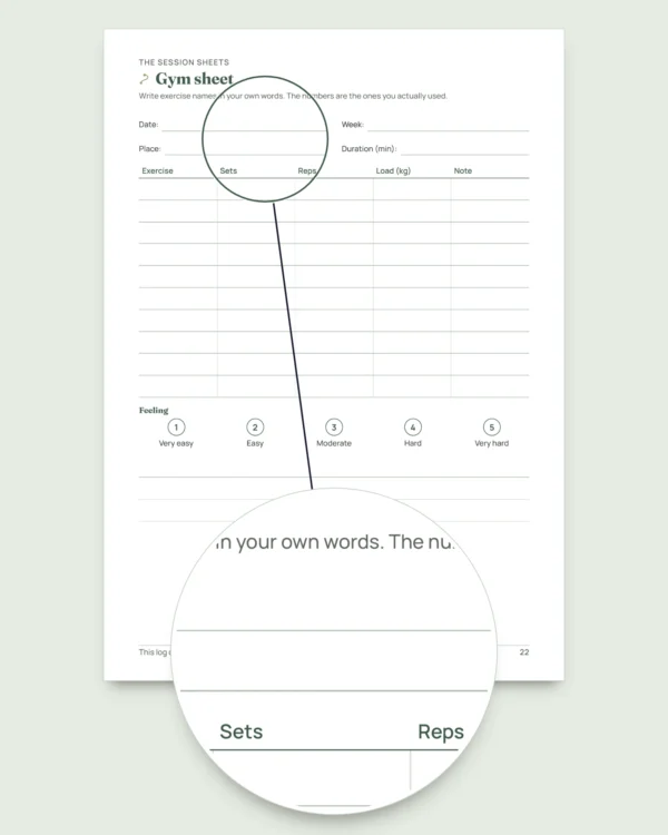 My Session Log — 12-week journal for walking, running and gym sessions, printable PDF