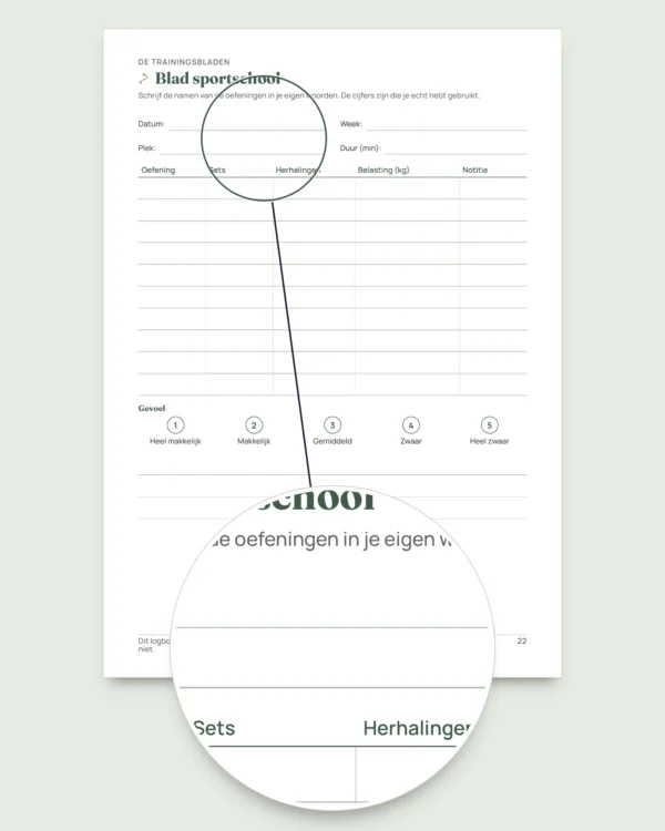 Mijn trainingslogboek — trainingsdagboek voor 12 weken (wandelen, hardlopen, sportschool), pdf om uit te printen