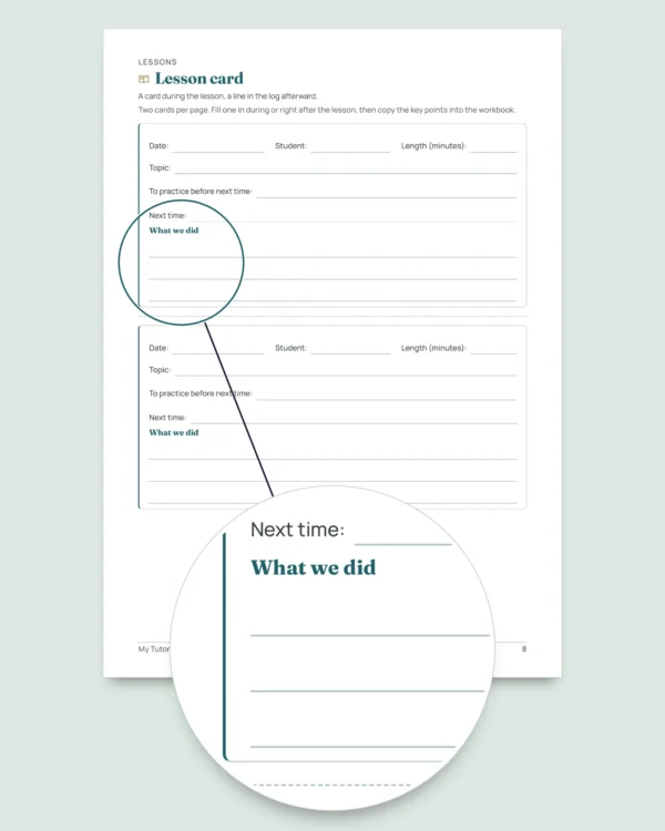 Private Lessons Tracker — workbook for students, lessons and payments + printable PDF notebook (Excel, Google Sheets and LibreOffice)
