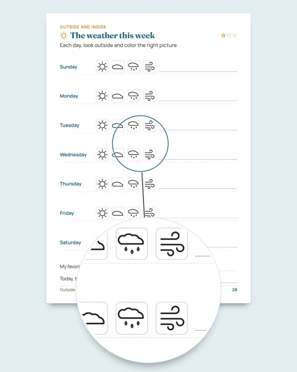 My vacation workbook — numbers, logic, journal and nature, ages 6-9 (printable PDF and tablet version)