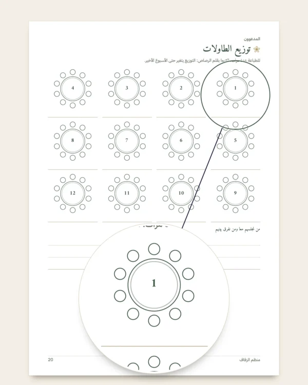 منظم الزفاف — دفتر PDF للطباعة ومصنف (متوافق مع Excel وGoogle Sheets وLibreOffice)، مهما كان تقليدكم
