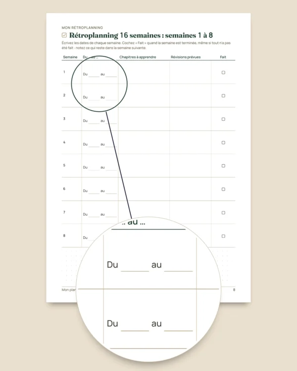 Planning de révisions d'examens — rétroplanning, répétition espacée et fiches à remplir (PDF non daté)