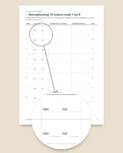 Examenplanning — retroplanning, gespreide herhaling en samenvattingsbladen om in te vullen (pdf zonder datums)