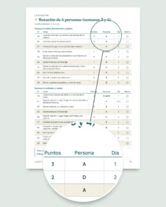 La gran limpieza antes de la fiesta — planificador de 4 semanas y reparto justo de tareas para 2 a 6 personas (PDF para imprimir)