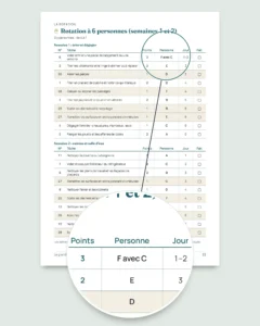 Le grand ménage avant la fête — planning de 4 semaines et partage équitable des tâches de 2 à 6 personnes (PDF à imprimer)