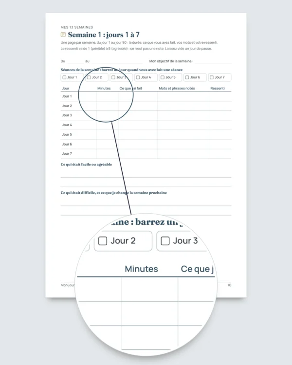 Mon journal de langue — 90 jours d'apprentissage et de vocabulaire, pour toute langue (PDF à imprimer)
