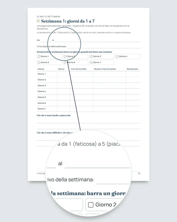 Il mio diario di lingua — 90 giorni di apprendimento e vocabolario, per qualsiasi lingua (PDF da stampare)