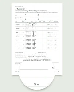 Meu diário de treinos — caderno de 12 semanas (caminhada, corrida, academia), PDF para imprimir