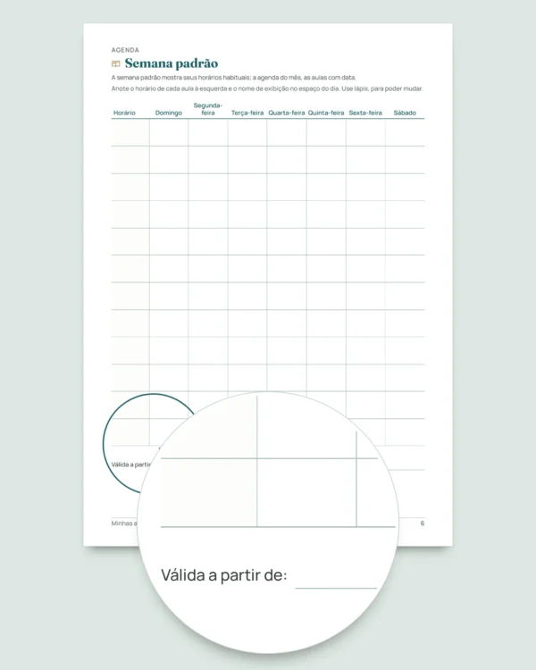 Aulas particulares — planilha de estudantes, aulas e pagamentos + caderno PDF para imprimir (Excel, Google Sheets e LibreOffice)