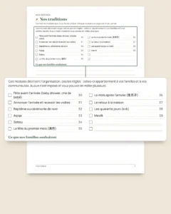 Avant bébé — carnet d'arrivée à imprimer et classeur de budget, quelle que soit votre tradition