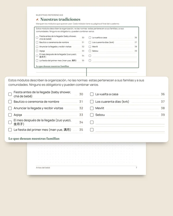 Antes del bebé — cuaderno para la llegada en PDF y hoja de cálculo de presupuesto, sea cual sea su tradición