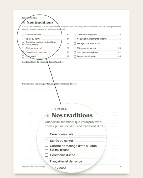 Organisateur de mariage — carnet PDF et classeur de budget, quelle que soit votre tradition