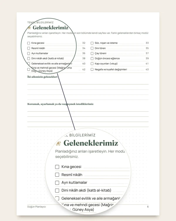 Düğün Planlayıcı — yazdırılabilir PDF defter ve hesap tablosu (Excel, Google Sheets ve LibreOffice ile uyumlu), geleneğiniz ne olursa olsun