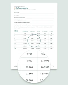 Desafio de poupar — caderno em PDF para marcar e planilha que faz as contas, na sua moeda (compatível com Excel, Google Sheets e LibreOffice)