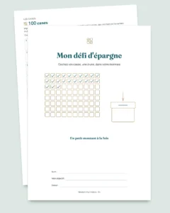 Défi d'épargne — carnet PDF à cocher et classeur calculé, dans votre devise (compatible Excel, Google Sheets et LibreOffice)