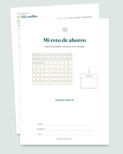 Reto de ahorro — cuaderno PDF para marcar y hoja de cálculo que hace las cuentas, en tu moneda (compatible con Excel, Google Sheets y LibreOffice)
