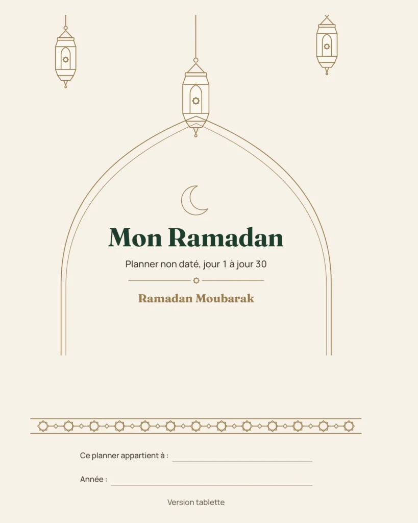 Mon Ramadan — Planner non daté, 30 jours