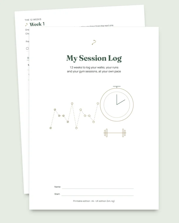 My Session Log — 12-week journal for walking, running and gym sessions, printable PDF