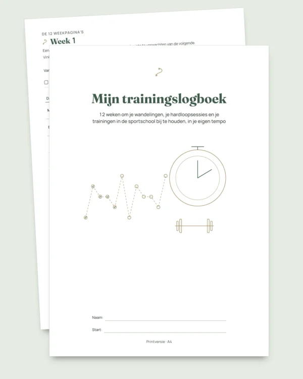 Mijn trainingslogboek — trainingsdagboek voor 12 weken (wandelen, hardlopen, sportschool), pdf om uit te printen