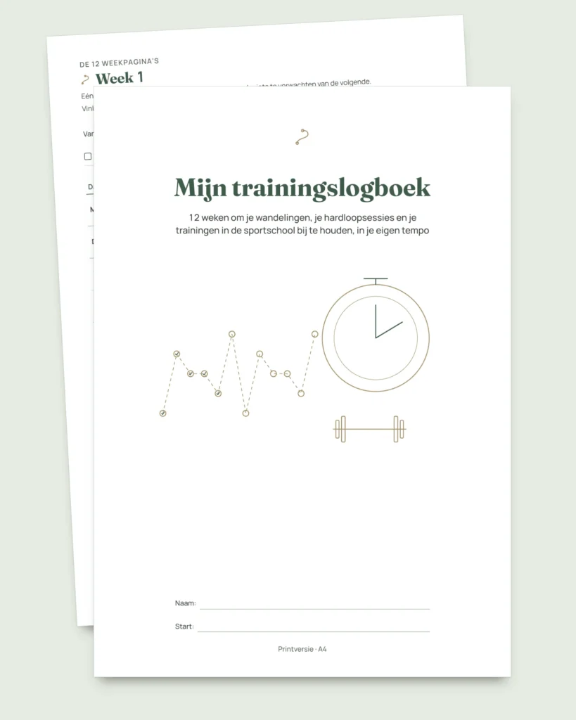Mijn trainingslogboek — trainingsdagboek voor 12 weken (wandelen, hardlopen, sportschool), pdf om uit te printen